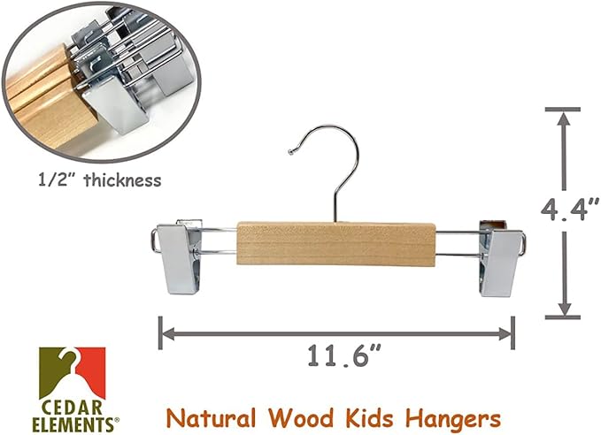 Kids Hangers (Natural Wood, Kids Pant Hangers NB-10)