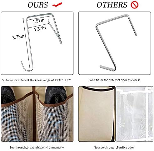 KEEPJOY Over The Door Shoe Organizer,Hanging Shoe Organizer 12 Mesh Pockets Shoe Organizer for Closet,Works Well for Men and Woman Kids Shoes Storage, 57.5×12.6inch(Beige) - Image 5