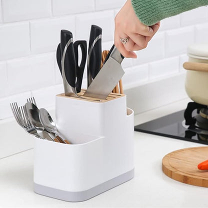 Cutlery Drainer with Knife Slot Utensil Drying Rack Kitchen Storage Silverware Organizer