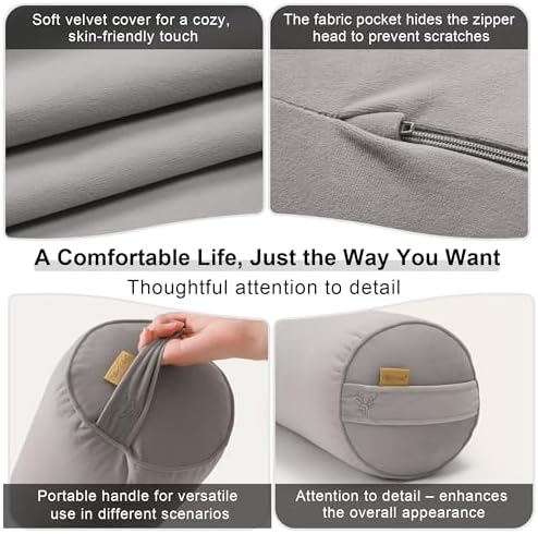 Body Pillow for Adults,Long Round Pillow,Big Cylindrical Pillow,Large Full Bolster Pillows for Side Sleepers (Zinc Gray, 47.24"*7.87") - Image 5