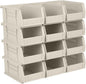 Hudson Exchange 7-1/2" x 4" x 3" (12 Pack) Plastic Stackable Storage Bin and Hanging Container, Stone