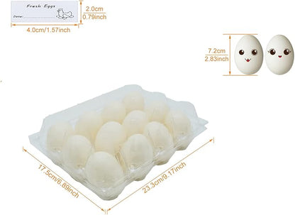 Egg Cartons 40 Packs, Clear Eco-friendly Plastic Blank Egg Cartons with Free Labels, Holds up to 12 Duck Eggs Securely, Perfect for Family Pasture Farm Markets Display - Large