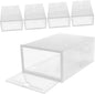 MAGICLULU 5-Piece Stackable Shoe Storage Box Organizer Drawer-Type Plastic Containers for Home Organization Dustproof Design for Shoes Display and Storage