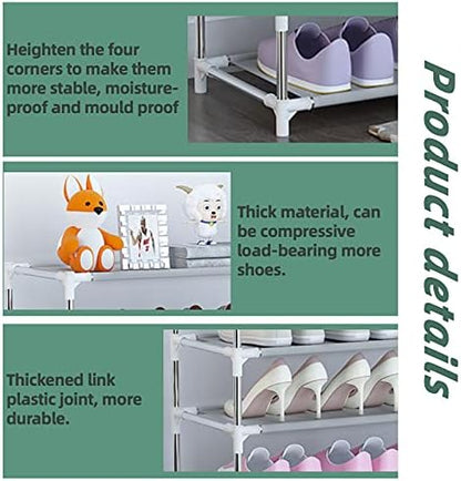 6-Tier Shoe Rack Storage，With Adjustable Shelving，High Quality Galvanizing Steel Pipe and Pp Material，Easy to Move and Assemble，bedrooms, Closet, Entryway, Dorm Room, Wardrobes Can Be Placed to Avoid Falling Ash. (WHITE-6-LAYER)