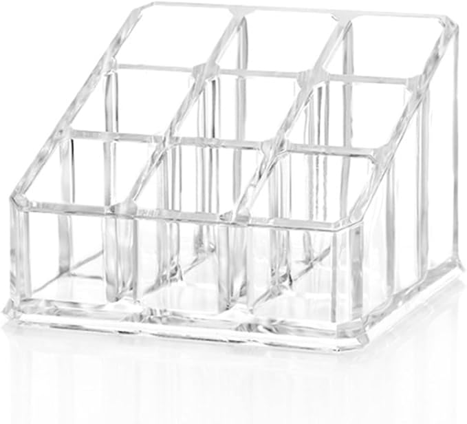 Lipstick Organizer and Storage, 9 Slots Clear Case Display Rack Holder (QX152)