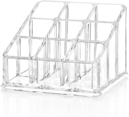 Lipstick Organizer and Storage, 9 Slots Clear Case Display Rack Holder (QX152)