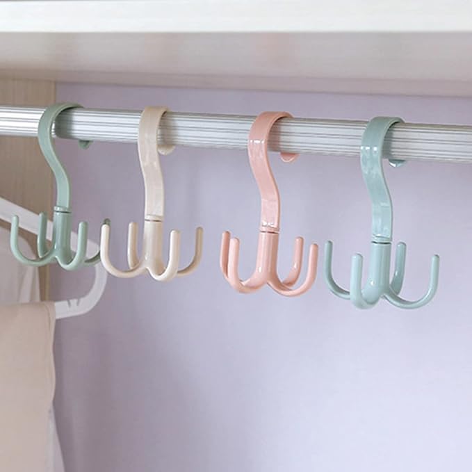 Space Saving Rotated Hanger Hooks Wardrobe Clothes Rack Hanger Organizer Bag Hanger Shoes Belt Scarf Hanging Rack Closet Hanger (Blue)