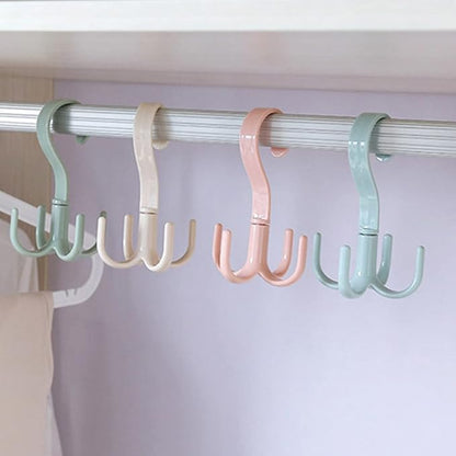 Space Saving Rotated Hanger Hooks Wardrobe Clothes Rack Hanger Organizer Bag Hanger Shoes Belt Scarf Hanging Rack Closet Hanger (Blue)