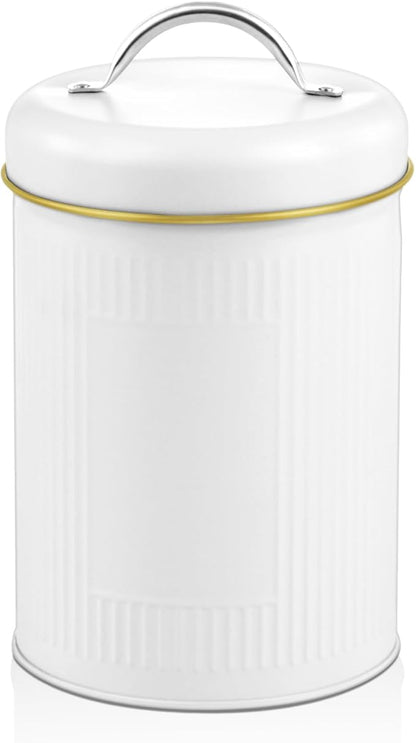 Farmhouse Coffee Canister Storage Container, 42 Oz Vintage Coffee Bean Airtight Jar with Lids, Food Tins with 12 Label Stickers, Kitchen Counter Pantry Organization for Candy Sugar Cookie Tea