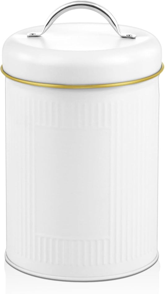 Farmhouse Coffee Canister Storage Container, 42 Oz Vintage Coffee Bean Airtight Jar with Lids, Food Tins with 12 Label Stickers, Kitchen Counter Pantry Organization for Candy Sugar Cookie Tea