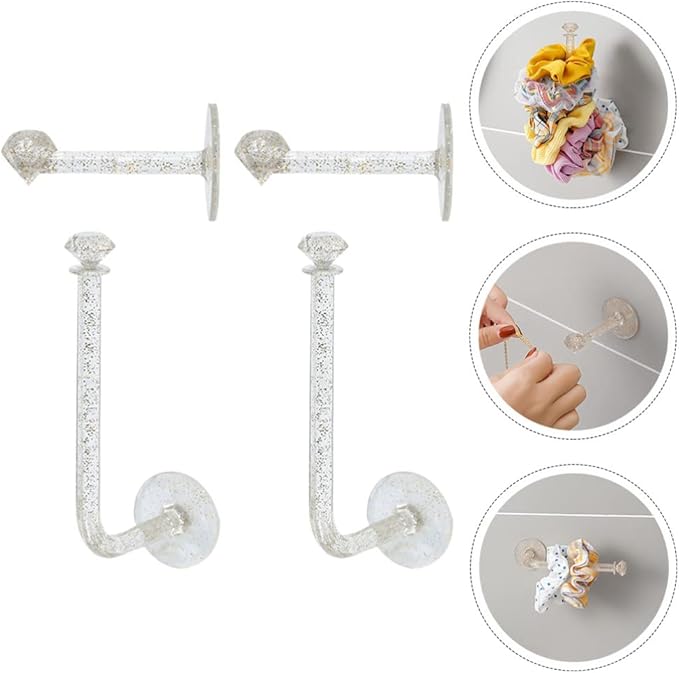 EXCEART 4pcs Adhesive Scrunchie Holder Wall Hooks Scrunchy Storage Scrunchies Holder Stick Headband Hair Ties Holder Organizer
