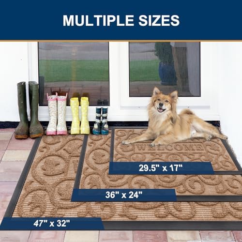 Smiry Front Door Mat Outside Entrance, Low Profile Rubber Doormat, 29.5x17 - Image 2