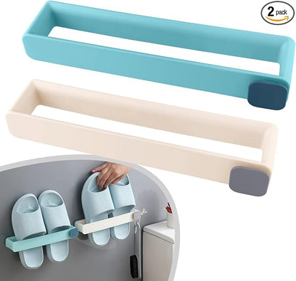 2 PCS Slippers Rack Wall Mounted Hanging Shoe Holder Self Adhesive Shoe Rack Hanging MultiFunction Simple Convenient Wall Bracket Shoe Organiser for Door Cabinet Motorhome Bathroom Kitchen Living Room