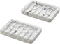 INIUNIK 2PCS Self Draining Soap Dish - Marble Look Soap Holder Tray Savers Box Container Sponge Holder for Bathroom Shower Kitchen, White