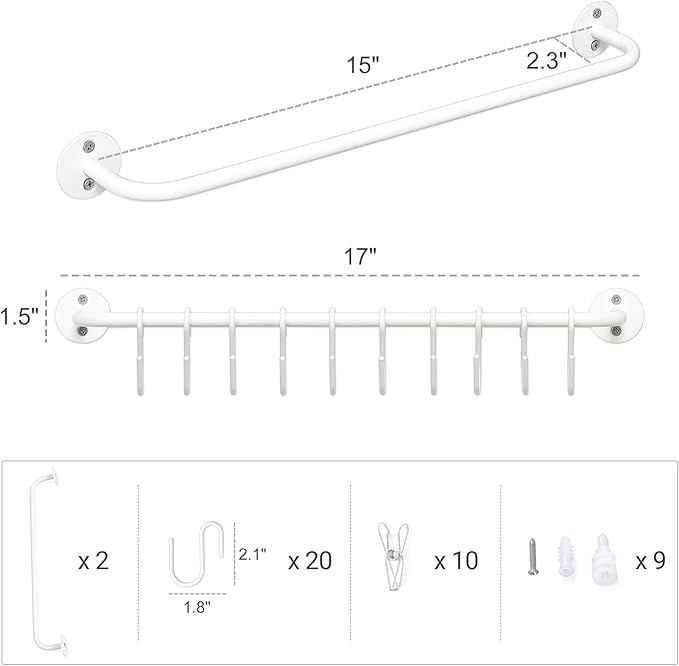 Mkono Hat Rack for Wall Baseball Cap Organizer Hanger with 20 Hooks Modern Metal Hat Holder Wall-Mounted Caps Display for Closet Door Bedroom Entryroom Laundry, Set of 2, White