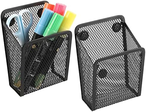 Magnetic Pencil Holder,Mesh Stainless Steel Pen Basket, Metal Writing Utensil Storage Organizer for Whiteboard,Blackboard,Kitchen, Locker, Home, or Office by Sanpaint