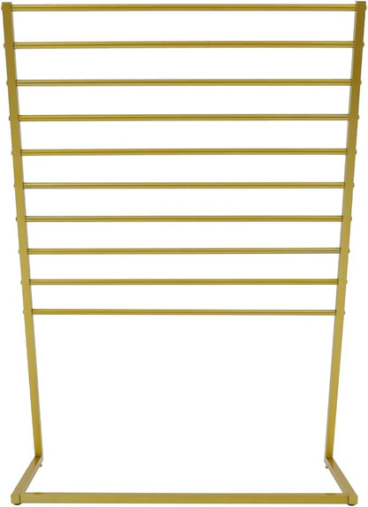 Scarf Display Stand, 10 Tier Metal Scarf Holder Organizer, Scarf Hanger Scarf Holder Scarf Organizer Belt Organizer Pants Rack Scarf Rack for Commercial Clothing Retail Store (Gold, 100cm)