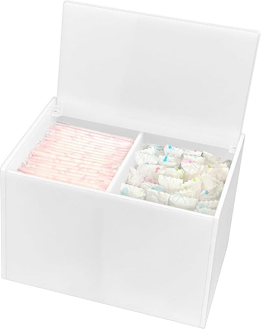 Tampon Holder for Bathroom, Tampons and Pads Container Box, Women Period Storage Holder, White
