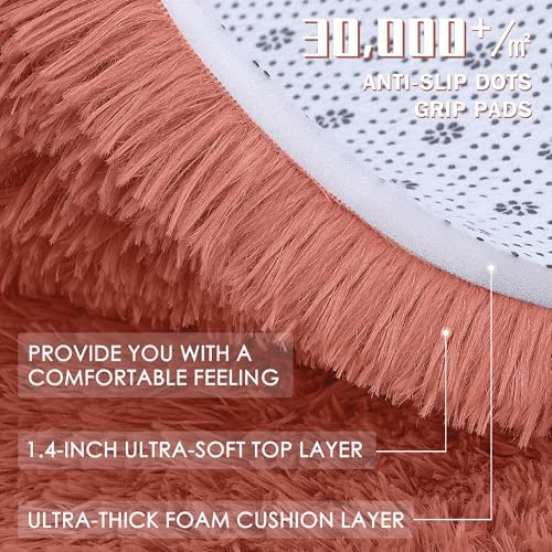 OLANLY 2x3 Machine Washable Small Bedside Rug, Soft Fluffy Shaggy Entryway Throw Rugs for Bedroom, Living Room, Indoor Floor Carpet for Kids Girls and Boys, Home Decor Aesthetic, Rust Red - Image 7