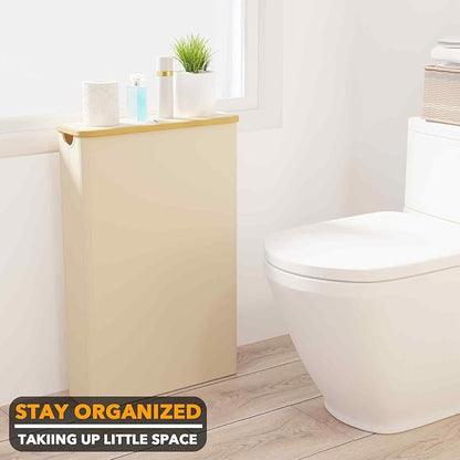 SpaceAid Extra Large Toilet Paper Storage with Lid, Hold up to 24 Regular Rolls or 18 Mega Rolls, Slim Toilet Paper Basket Holder Bin Container, Bathroom Accessories Organizer, Beige