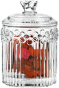 Decorative Glass Jar with Lid, Clear Apothecary Jar Crystal Canister Jar Bathroom Vanity Organizer for Cotton Ball & Swab, Cotton Pads, Hair Band, Jewelry, Tea and Candy Storage