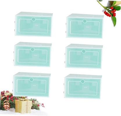 Amosfun 6pcs Transparent Stackable Shoe Storage Box Thicken Plastic Container for Sneakers Small Green for Closet Organization and Easy Access