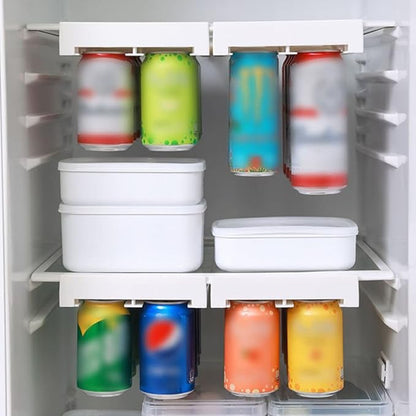 Soda Can Organizer, Refrigerator Stackable Can Holder Drink Dispenser Can Organizer Stacking Can Dispenser Fridge Soda Can Organizer Rack for Pantry, Freezer, Kitchen, Beverage Holder (White)