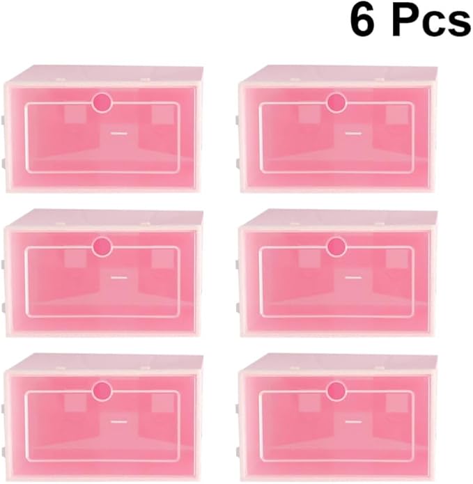 Cabilock Shoe Storage Bin 6 Pack Foldable Shoe Boxes Clear Plastic Containers Closet Organizers