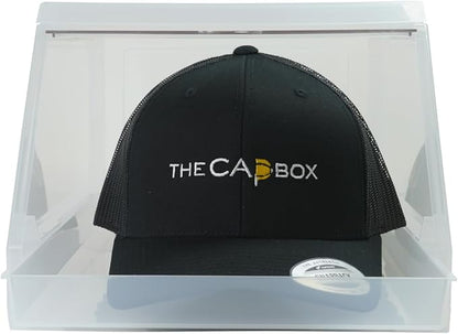 The CapBox 2.0 (2 Pack Clear) Hat Organizer for Baseball Caps, Stackable Sliding Tray Hat Rack & Hat Holder Hat Hanger Cap Storage Container 2 Yr. Warranty Anti Tilting & Tray Stopper (Clear)