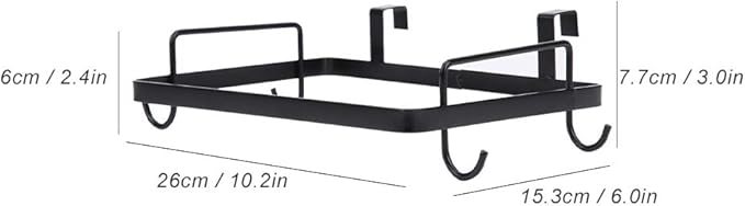 Cyrank Metal Trash Bag Holder, Trash Bag Holder for Cabinet Door Plastic Over The Cabinet Door Under Sink Garbage Hanging Rubbish for Kitchen, Office, Dorm(black)