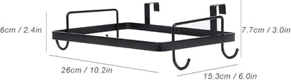 Cyrank Metal Trash Bag Holder, Trash Bag Holder for Cabinet Door Plastic Over The Cabinet Door Under Sink Garbage Hanging Rubbish for Kitchen, Office, Dorm(black)