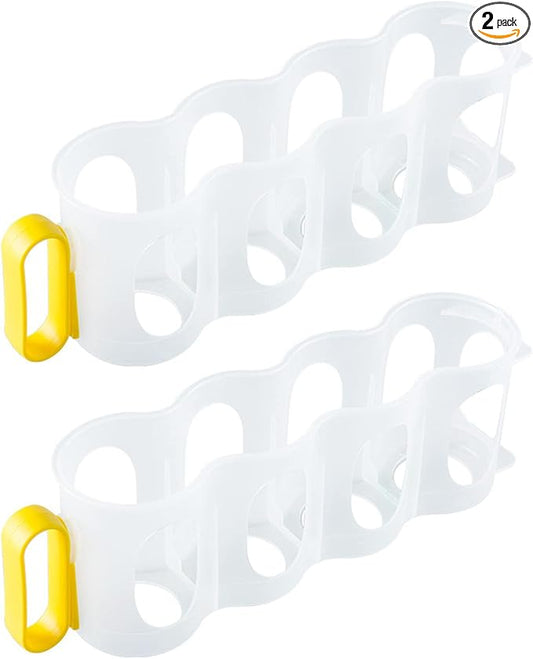 Khakho 2 Pcs Can Stacker, Stackable Can Rack Dispenser for Refrigerator Storage (Yellow)