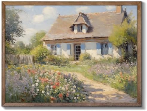 RETRART Vintage Cottage Wall Art, Summer Country Landscape Print - Farmhouse Art Poster - Cottage Oil Painting, 11" x 14" Unframed Canvas Prints for Bedroom Living Room Bathroom Wall Decor by Home