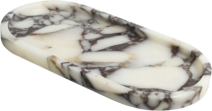 100% Natural Luxury Calaccata Viola Marble Small Hand Towel Tray Holder Organizer, Makeup Bathroom Holder