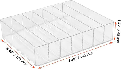SINJEUN 4 Pack Acrylic Palette Organiser, 7 Sections Divided Makeup Palette Organiser for Eyeshadow, Contour Blush, Lipstick, Make Up Storage(Transparent, 7.5" x 6.3" x 1.8")