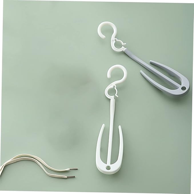 Hemobllo 10-Piece Portable Plastic Shoes Drying Rack Double Hooks Hanging Shoe Holder for Home Use Slippers Organizer for Laundry Room and Balcony