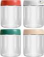 EONJOE 4-Pack Overnight Oats Containers with Lids 16oz Glass Mason Jars Meal Prep Salad Food Cereal Snacks Pudding Yogurt Storage