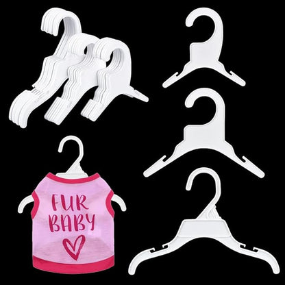 AHANDMAKER 18 Packs Pet Apparel Hangers, 3 Styles White Pet Clothes Hanger, Cute Plastic Flexible Dog Clothes Hangers, Mini Plastic Hangers for Dog Puppy Cat Pet Clothes, 5x5.3/5.35x7.28/7.4x9.8 Inch