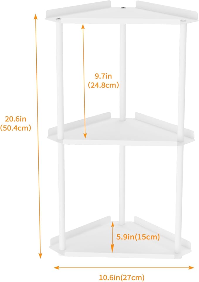 Jesginboo 3 Tier Bathroom Counter Organizer, Vanity Organizer Corner Shelf, Skincare, Makeup Countertop Organizers, Kitchen, Bathroom Counter Storage, White