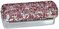 Lipstick Bling Rhinestone Crystal Case Storage Organizer Box with Mirror for Women's Lipstick Holder-Cosmetic Storage Kit (Pink)