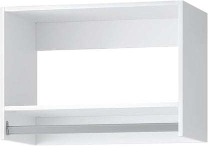 ROOMTEC 28.5" Tall Hanging Closet Unit, Modular Closet System with Hanging Rod, Wardrobe Organizer for Bedroom or Walk-in Closet, Wall Mounted, Customizable Clothes Storage Unit, White