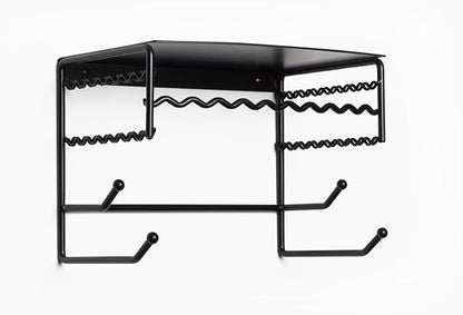 Mango Steam Black 10" Wall Mount Jewelry & Accessory Storage Rack Organizer Shelf for Earrings, Bracelets, Necklaces, & Hair Accessories