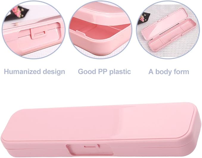 Kakalote 2 Pcs Portable Cutlery Case, Simple Reusable Camping Cutlery Case for Travelling, Work and School (Blue+Pink)