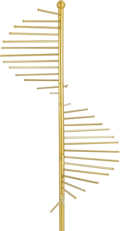 Freestanding Scarf Racks, Spiral Scarf Organizer Stand with 30 Hanger Rods, Metal Scarf Display Holder with Heavy Base for Clothing Store for Space Saving Shelves (Gold)
