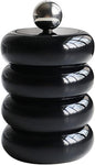 Tissting Qtip Holder Dispenser 7.8 x 12.5cm Black Resin Doughnut Shape Cotton Swab Storage Container with Lid, Qtip Dispenser Jars for Bathroom Vanity