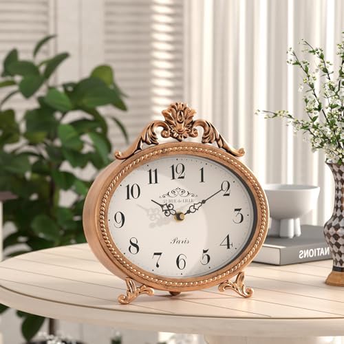Abdurey Vintage Table Clock,Antique Gold French Rustic Style Mantel Clock - Image 6
