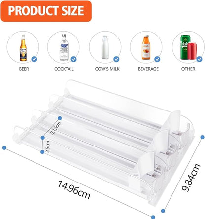 SOLY Drink Organizer for Fridge, Automatic Soda Can Dispenser with Pusher, 5-Row Refrigerator Drink Organizer Holds 25–30 Cans, 14.96" Deep
