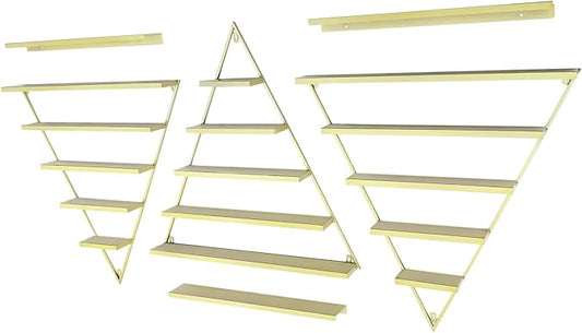 Metal Wall-Mounted Nail Polish Organizer Display Rack Cosmetic Display Case for Small Space, Vanity Bathroom (Gold)
