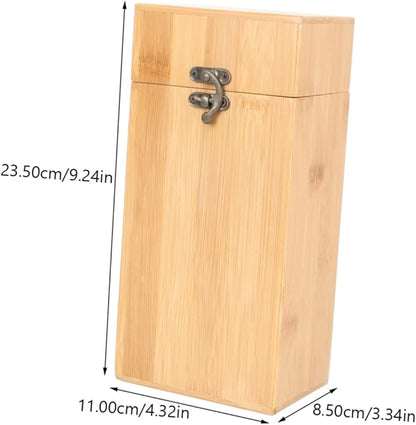 STOBAZA Bamboo Utensil Organizer for Kitchen Drawers Outdoor Camping Cutlery Storage Box Drain Holder Multi-Function Silverware Storage Case for Home and Travel