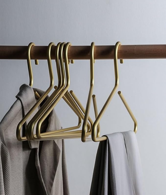 Premium Matte Gold Aluminum Coat Hangers 10 Piece Set, 16.5” Extra Smooth & Durable Metal Shirt Dress Hanger,Aluminum Alloy Hanger,Clothing Support,Clothing Hang